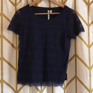 Great navy blue lace shirt!